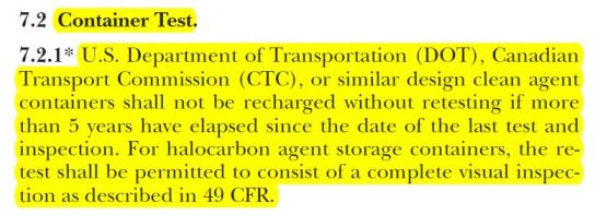 FM200 Container Test in NFPA 2001